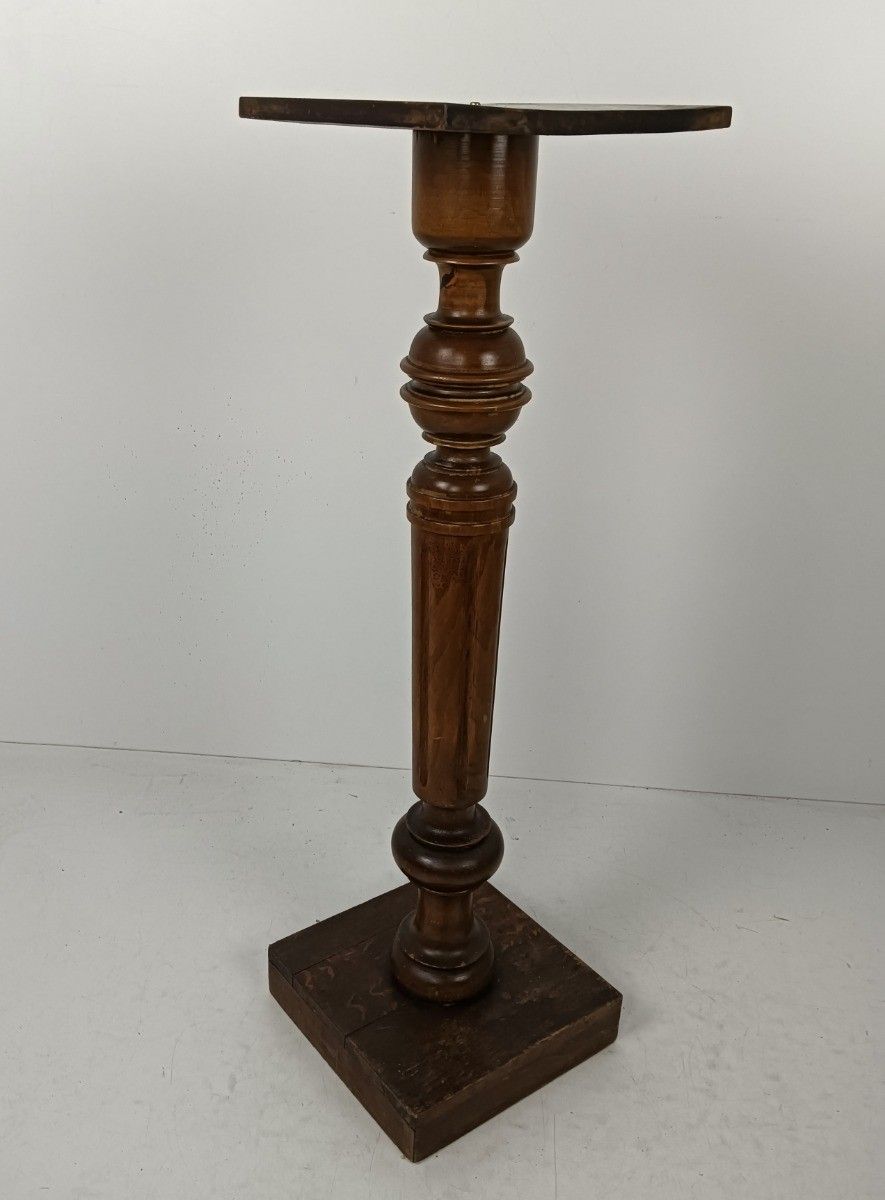 Wooden Pillar Pedestal Display Side Occasional Table Bonsai Plant Stand Vintage photo 323.0