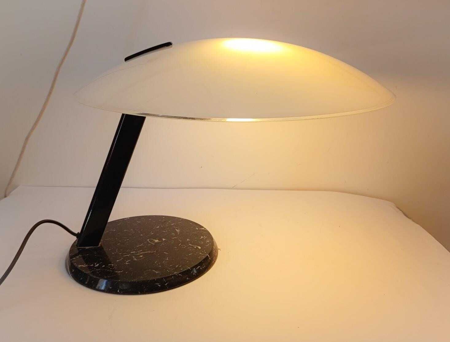 Rare Perla Vintage Desk Lamp, Designed By Bruno Gecchelin For Oluce, Marble And Glass photo furniture