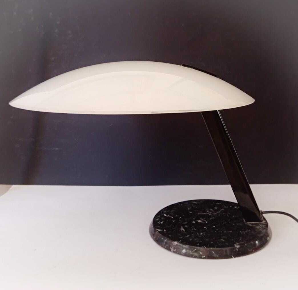 Rare Perla Vintage Desk Lamp, Designed By Bruno Gecchelin For Oluce, Marble And Glass photo for sale