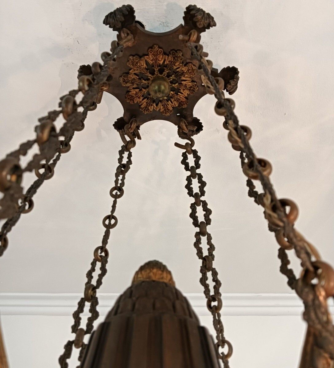 Stunning Chandelier Antique Art Nouveau French Cariatides Snake Guirlandes 6 Lig photo buy