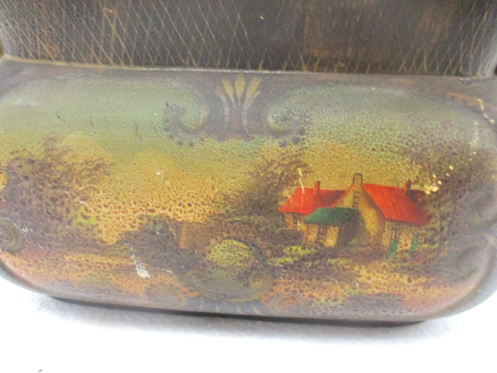 Planter Cache Pot French Pottery Faience Majolica Hand Painted Landscape Antique photo furniture