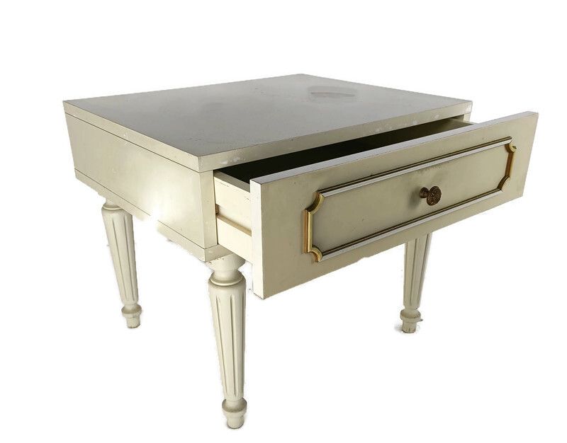 Vintage Night Stand Nightstand End Table Cabinet French Provincial Style White
