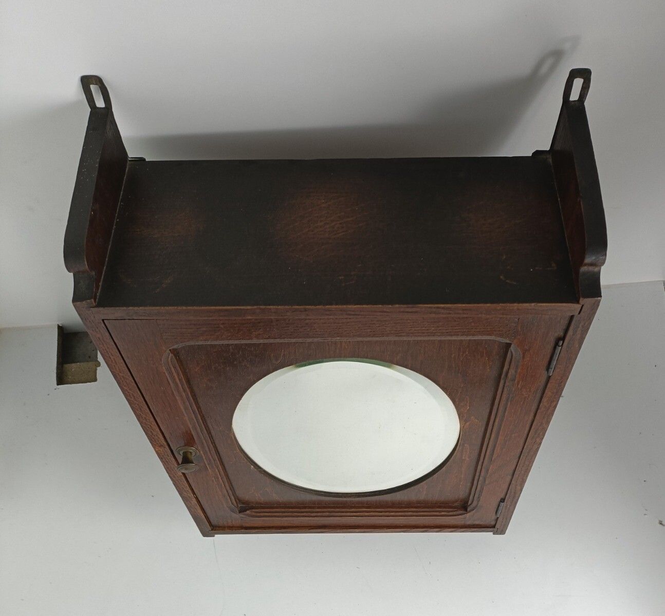 Medicine Cabinet Apothecary Kitchen Bathroom Wood Oval Beveled Glass Mirror Gorg photo furniture