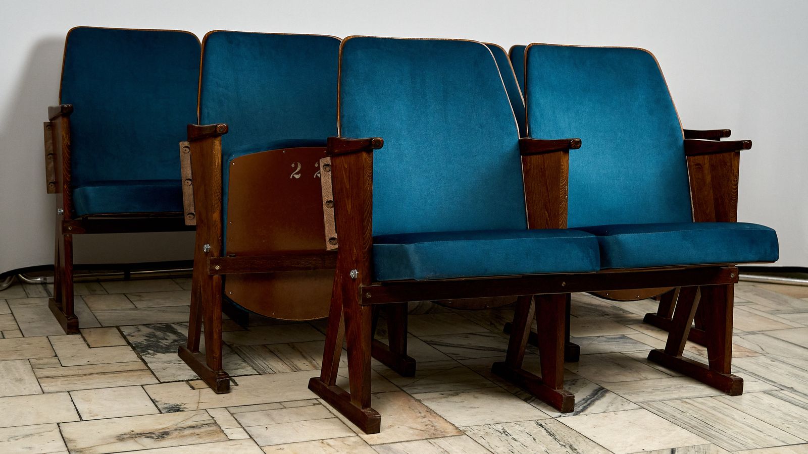 Folding 2 Seater Cinema Armchairs Czechoslovakia 1970s photo vinterior