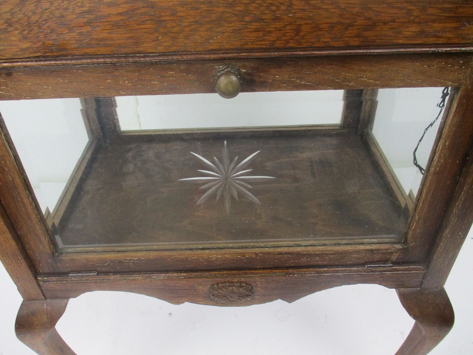 Vintage Butler Table Cabinet Dumbwaiter Display Liquor Cabinet Etched Glass  Cou photo for sale