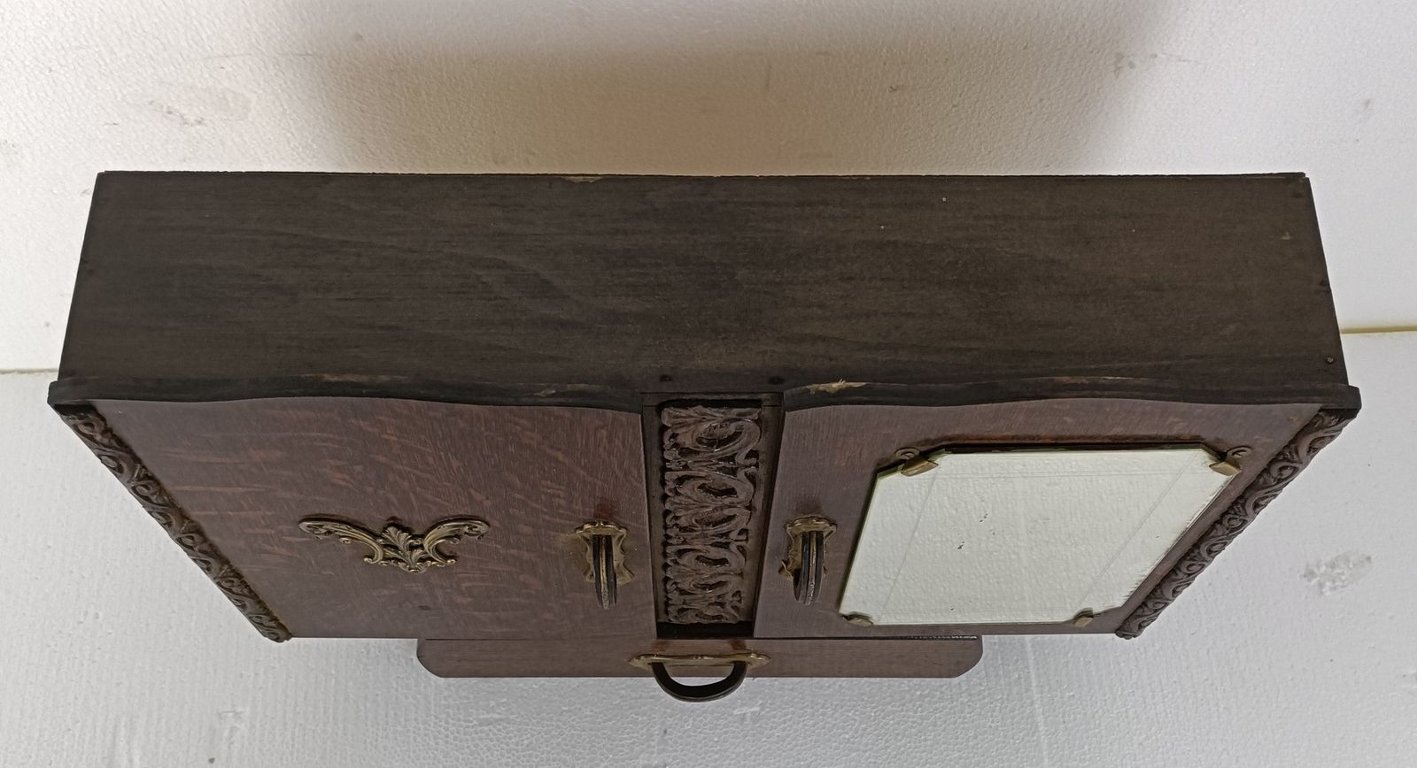Art Deco Double Antique Medicine Apothecary Cabinet Brass Trim Kitchen Bathroom photo for sale