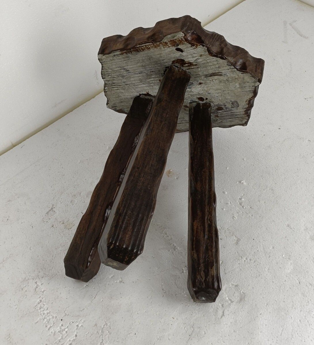 Spanish Tripod Side Display Wine Milking Stool Table Pedestal Plant Bonsai Stand photo buy
