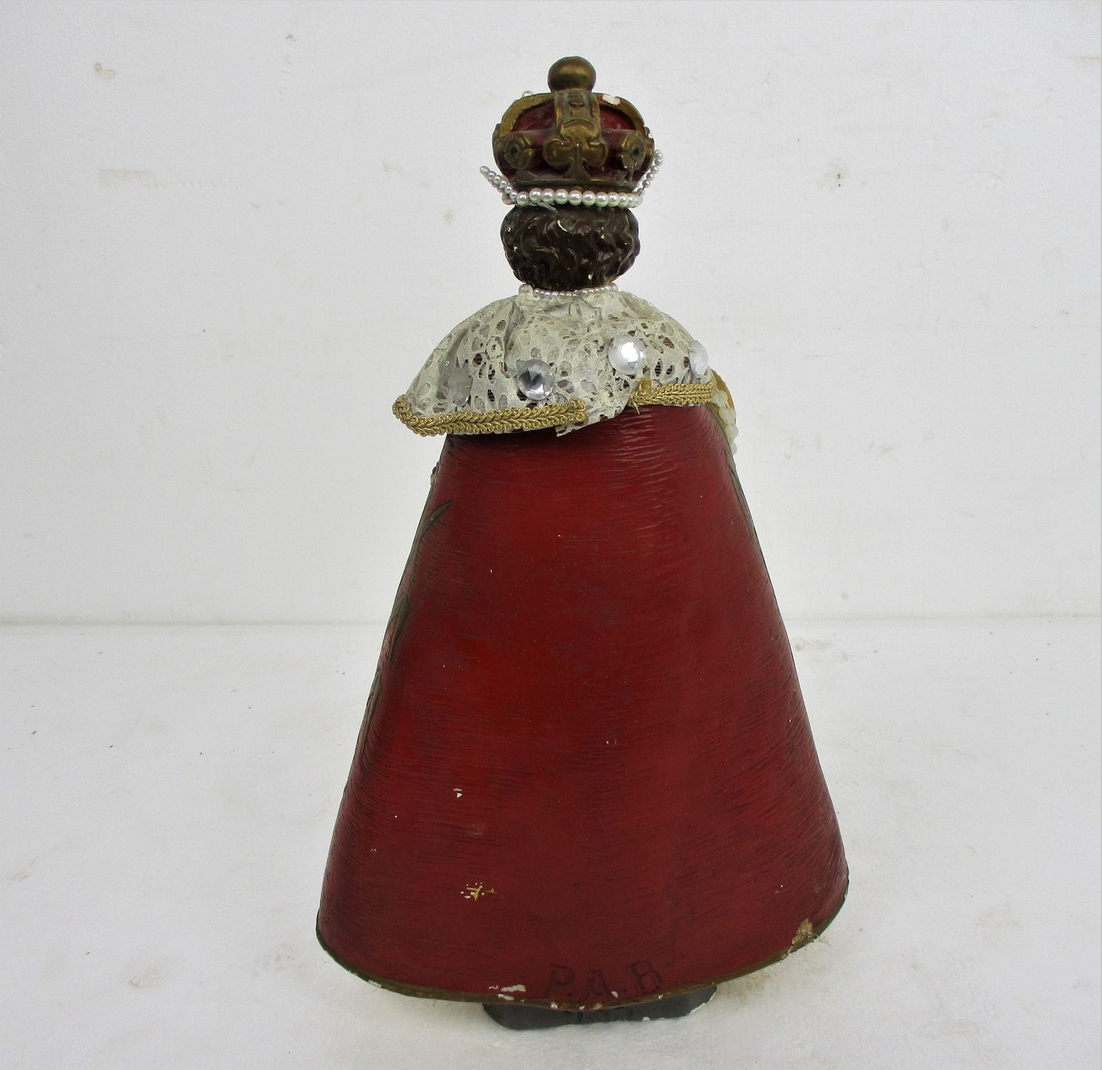 Statue Infant Of Prague Infant Jesus Santo Nino Plaster Chapel Collector Wow Fab photo vintage