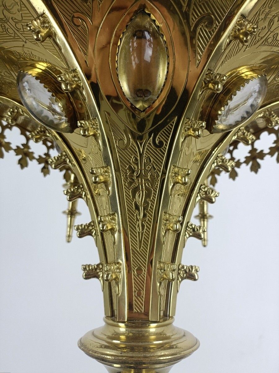 Impressive Neo Gothic Bronze Gold Gilded Chandelier Castle Joseph Wilmotte Golds photo 5257.0