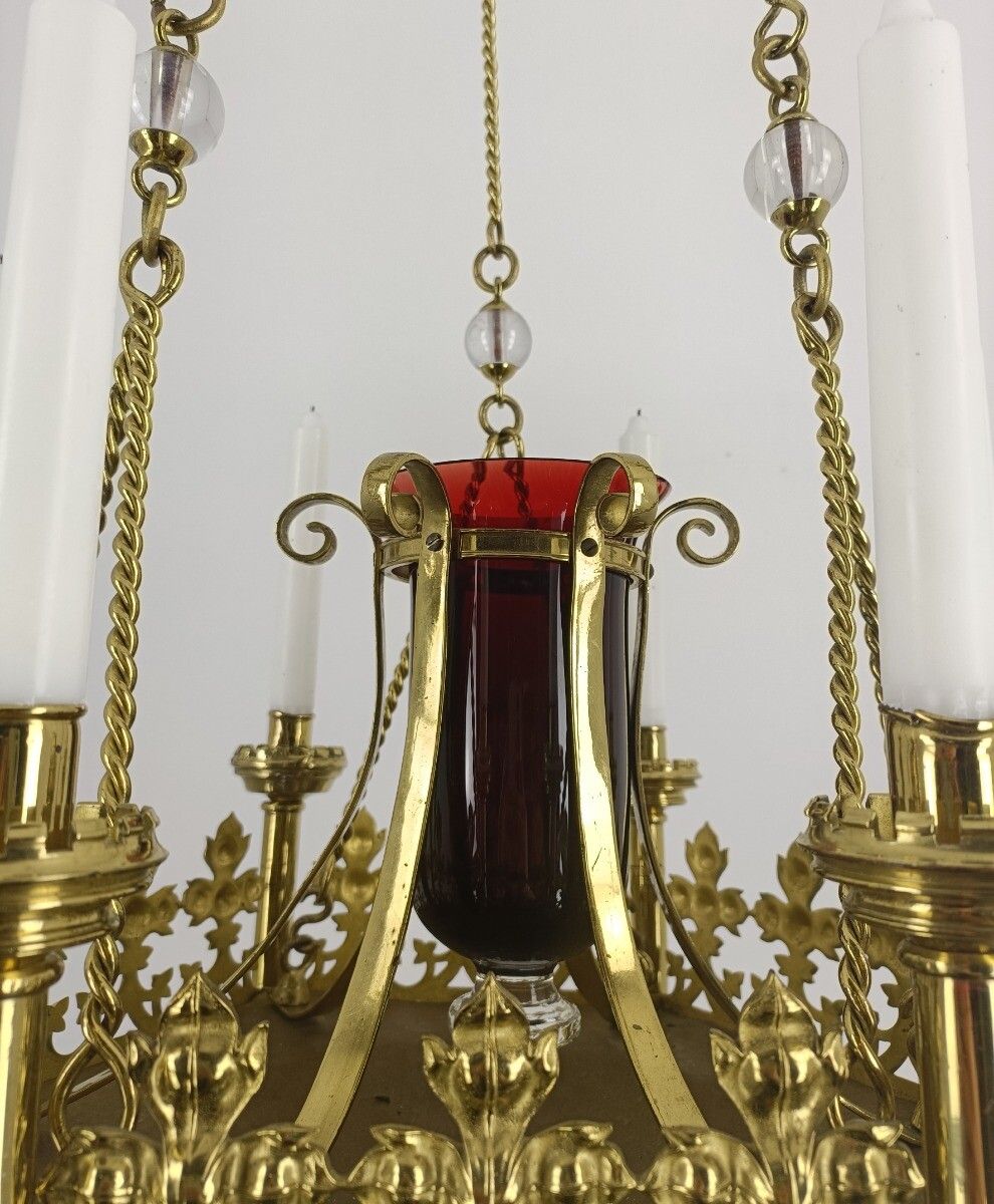 Impressive Neo Gothic Bronze Gold Gilded Chandelier Castle Joseph Wilmotte Golds photo buy