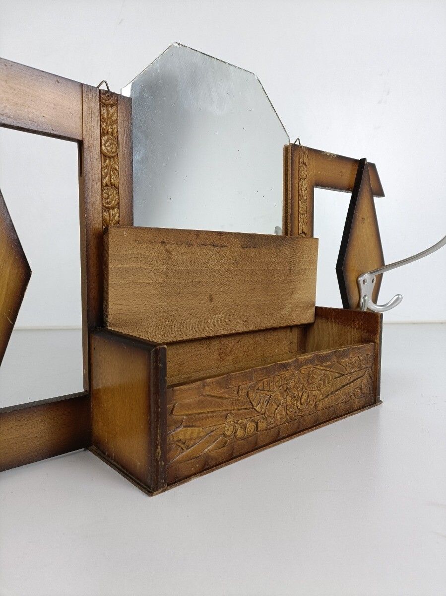 Art Deco Wall Hanging Medicine Apothecary Cabinet Coat Rack Antique Rare Funky photo buy