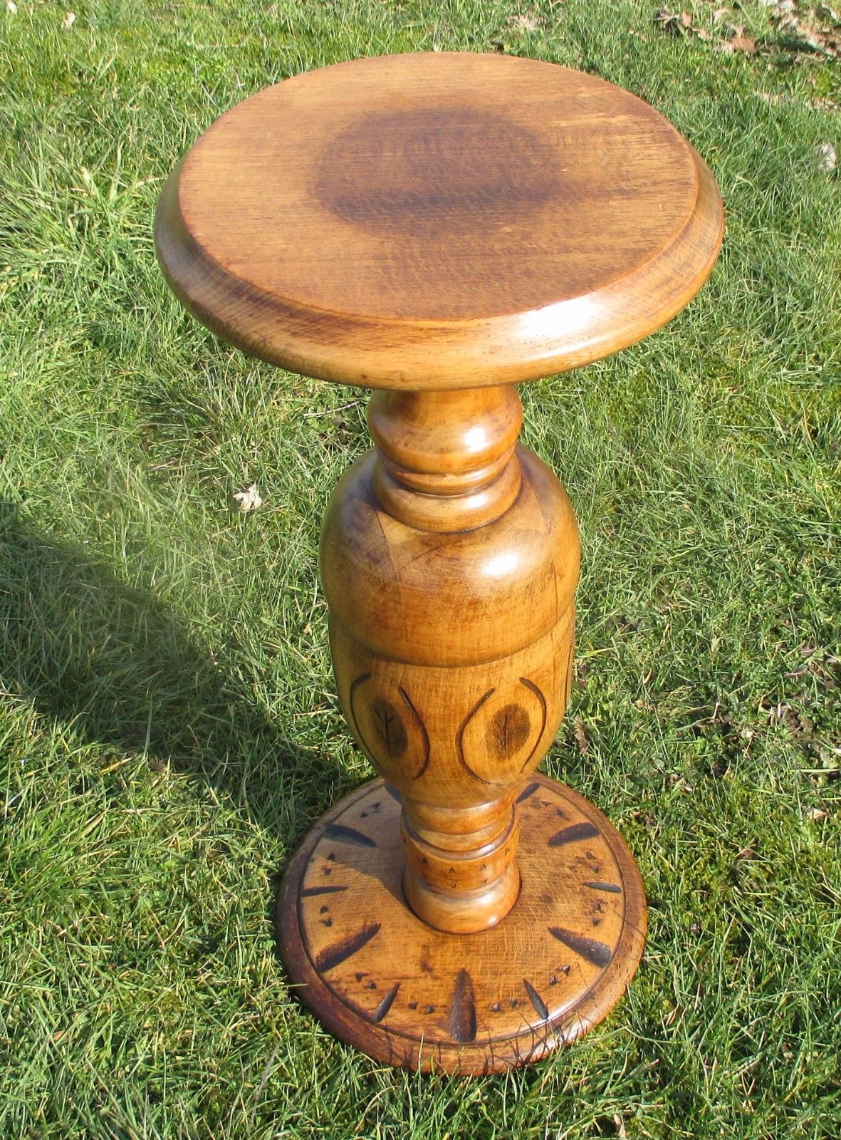 Gorgeous Ornate Carved Wood Pedestal Table Plant Stand Side Table 25.78" photo furniture