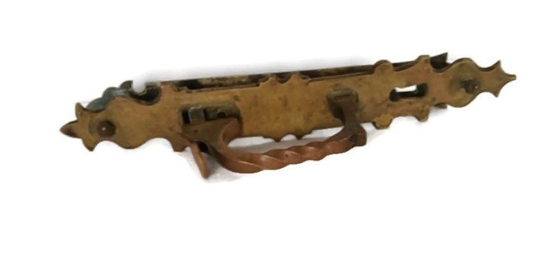 Large Antique Brass Door Pull Push Handle Reclaimed Architectural Ornate Art Nou