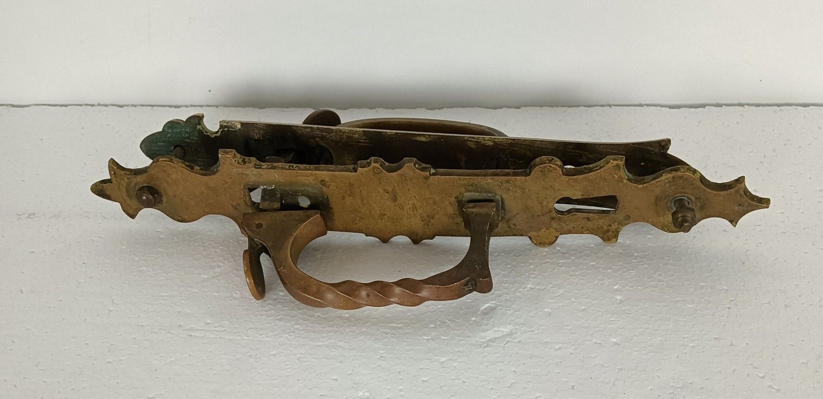 Large Antique Brass Door Pull Push Handle Reclaimed Architectural Ornate Art Nou photo Home Fixtures