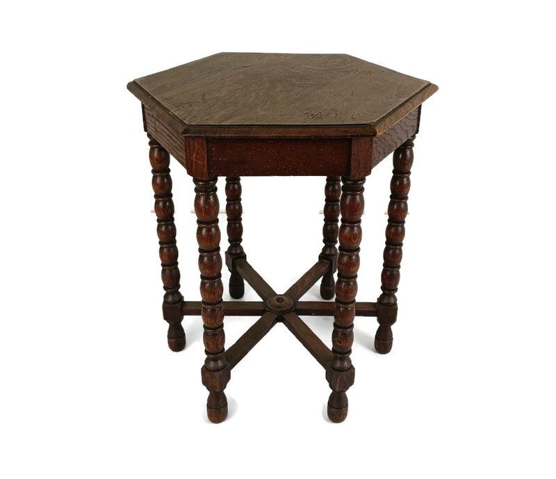 Antique Coffee Side Occasional Table Bobbin Legs Barn Farmhouse Style Gorgeous