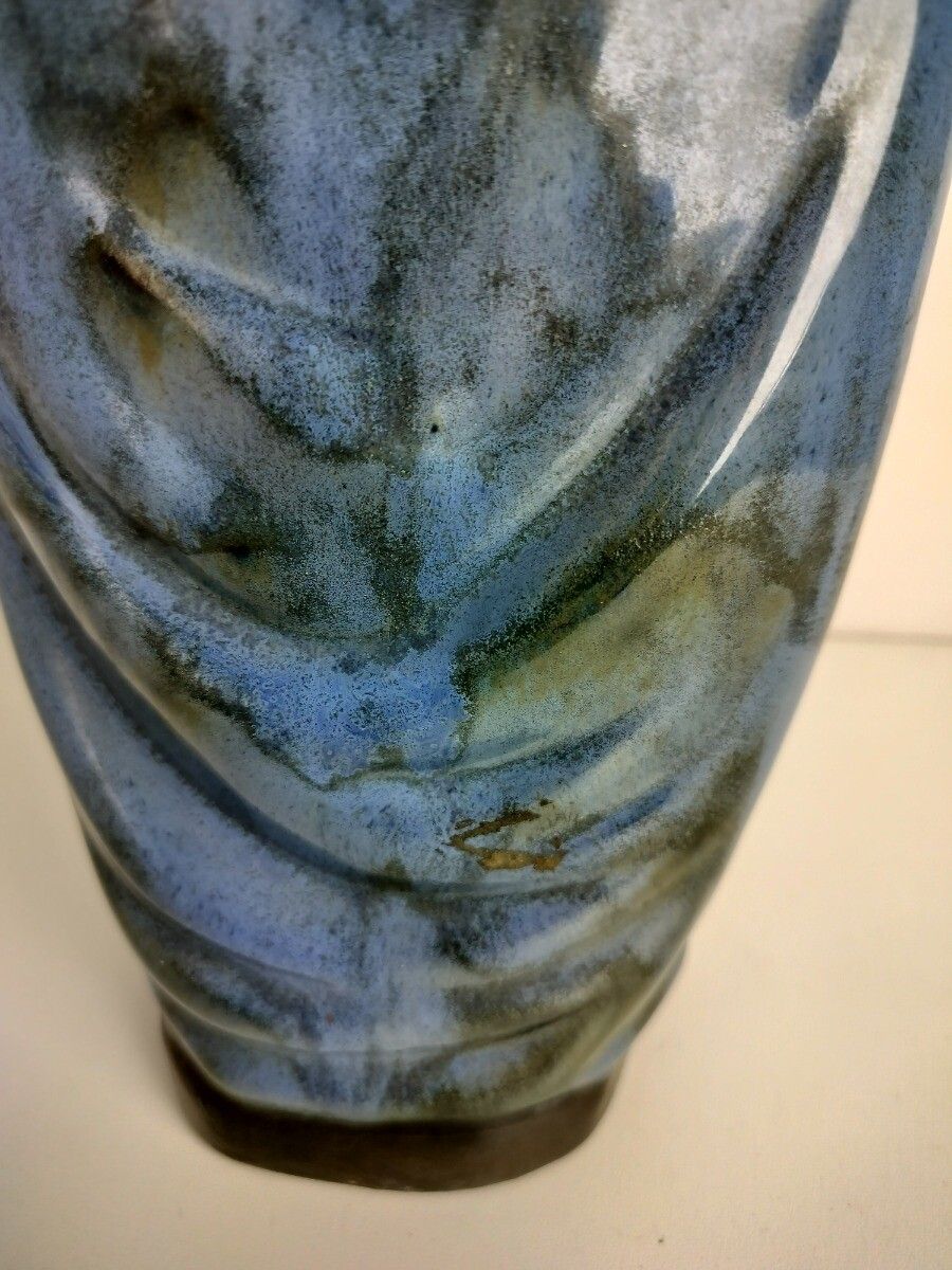 French Majolica Pottery Faience Statue Glazed Polychrome Madonna Virgin Mary Inf photo Art