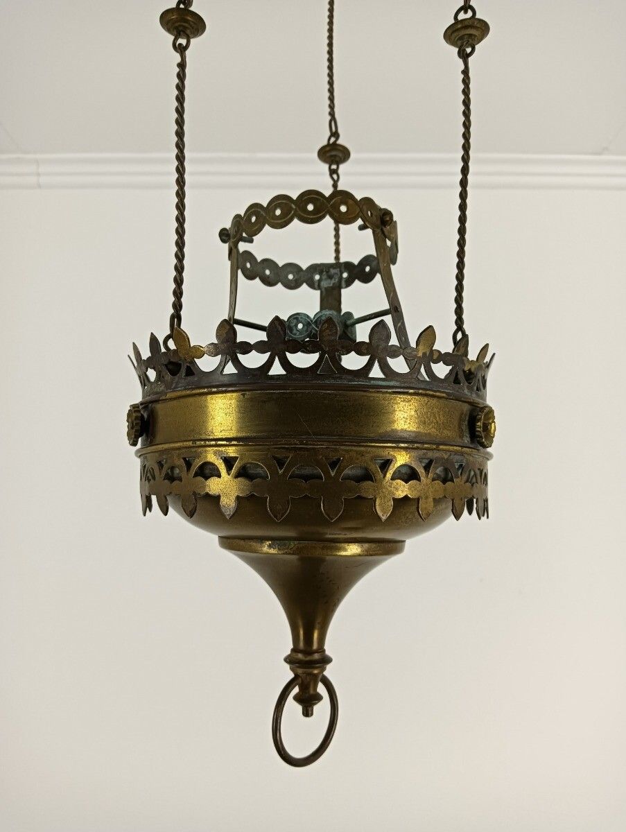 Antique  Brass  Gods Lamp Light Ceiling Fixture Chandelier Pendant 19th Century photo furniture