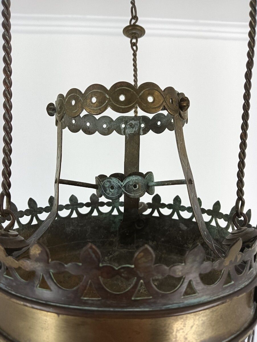 Antique  Brass  Gods Lamp Light Ceiling Fixture Chandelier Pendant 19th Century photo 303.0