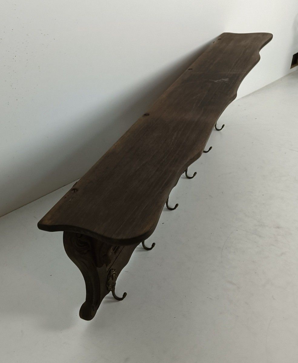 Xl Hand Carved Wood  Coat Hat Kitchen Hallway Rack Antique Dark Colored Hallway photo vinterior