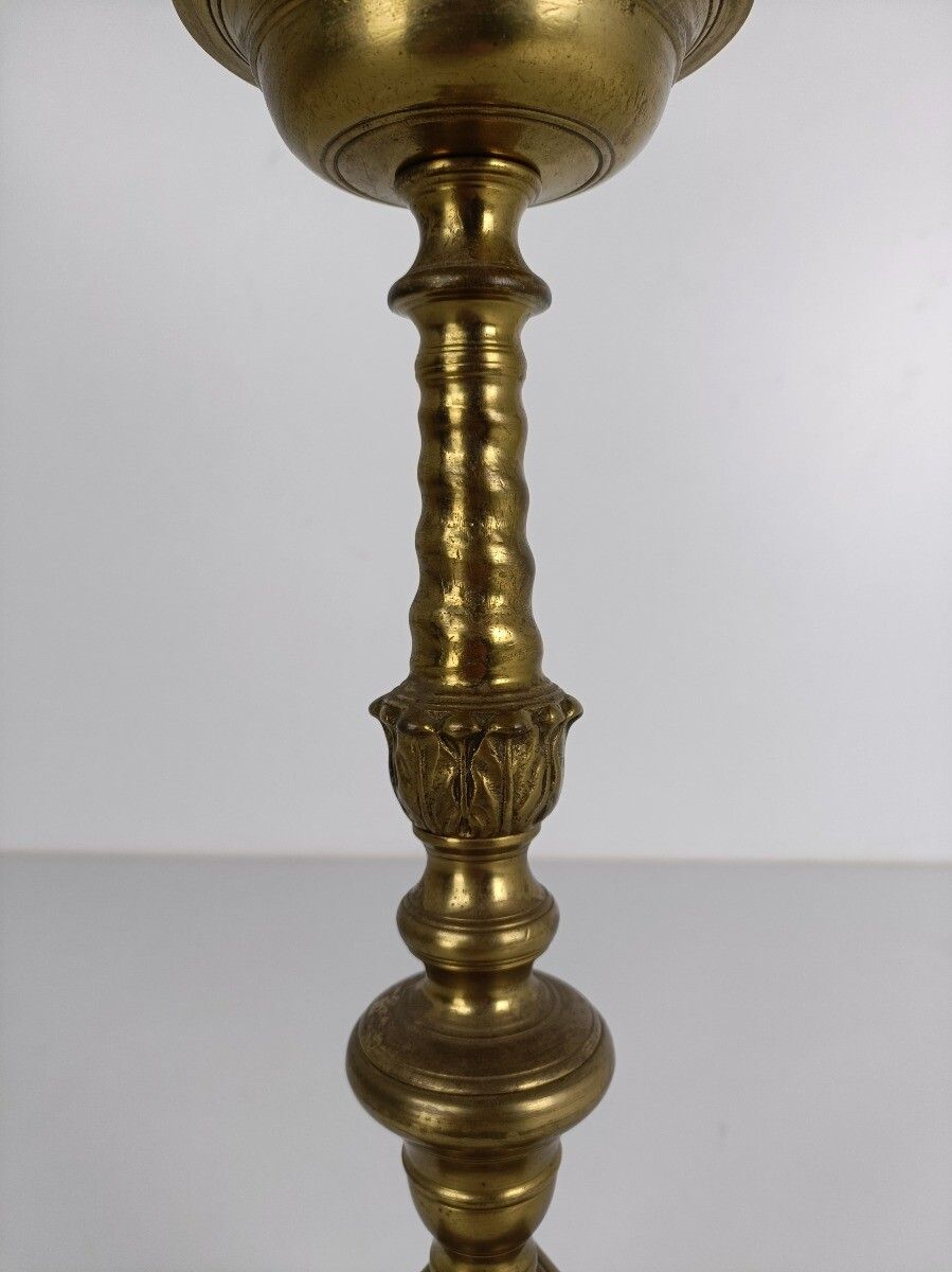 Large Antique Candle Holder Candlestick Church Altar Twisted Stem Monastery Bras photo buy