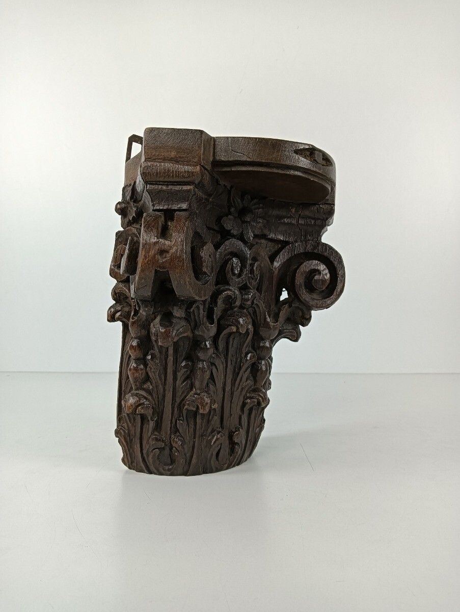 Antique Ornate Hand Carved Wood Wooden Wall Hanging Console Shelf Corbel 18th C photo 445.0