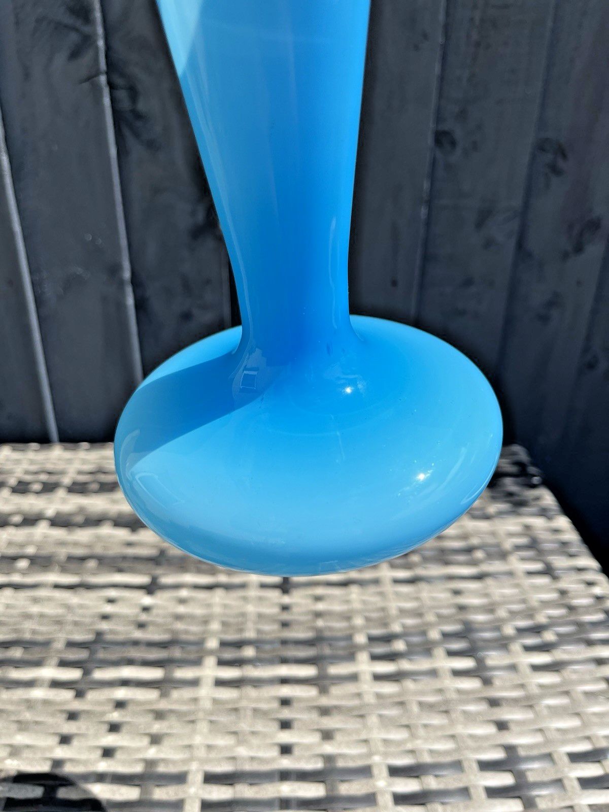 photo for sale Space Age Sky Blue Italian Empoli Cased Glass Vase 70's Mid Century Scandi Style