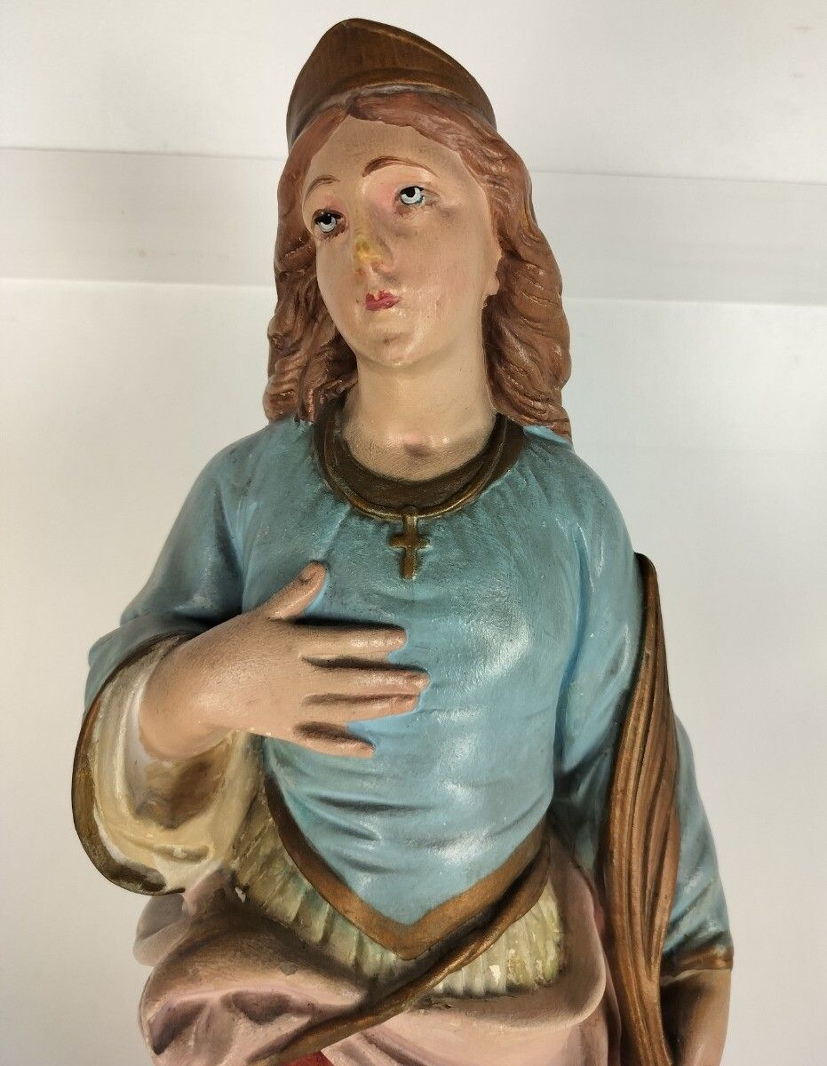 Large Statue Plaster Saint Cecilia Cecelia Martyr Patroness Musicians Collector photo for sale