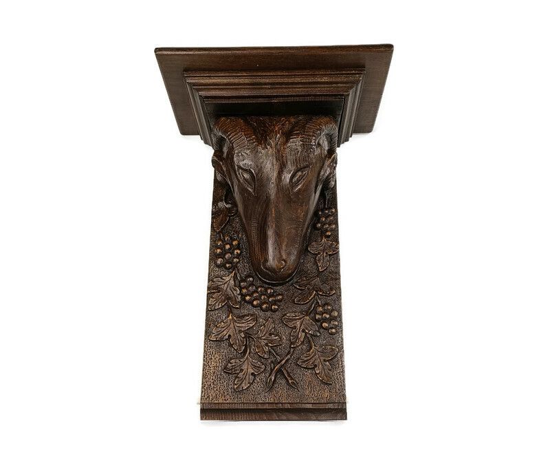 Hand Carved Wooden Wall Hall Console Table Ornate Ram Large Antique