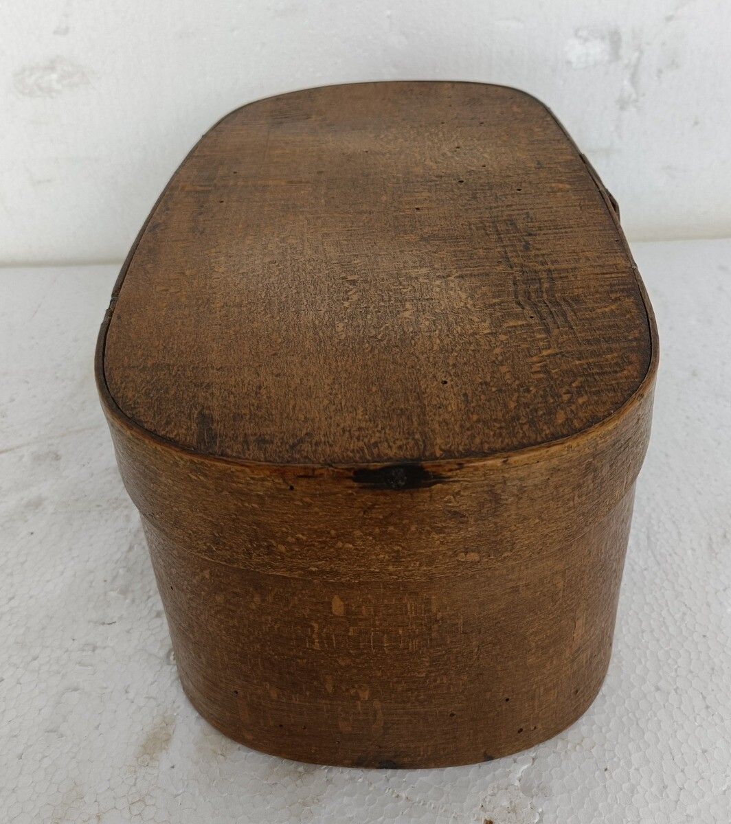 Antique Oval Wooden Cheese Box Bent Wood Primitive Htf Art Nouveau photo vinterior