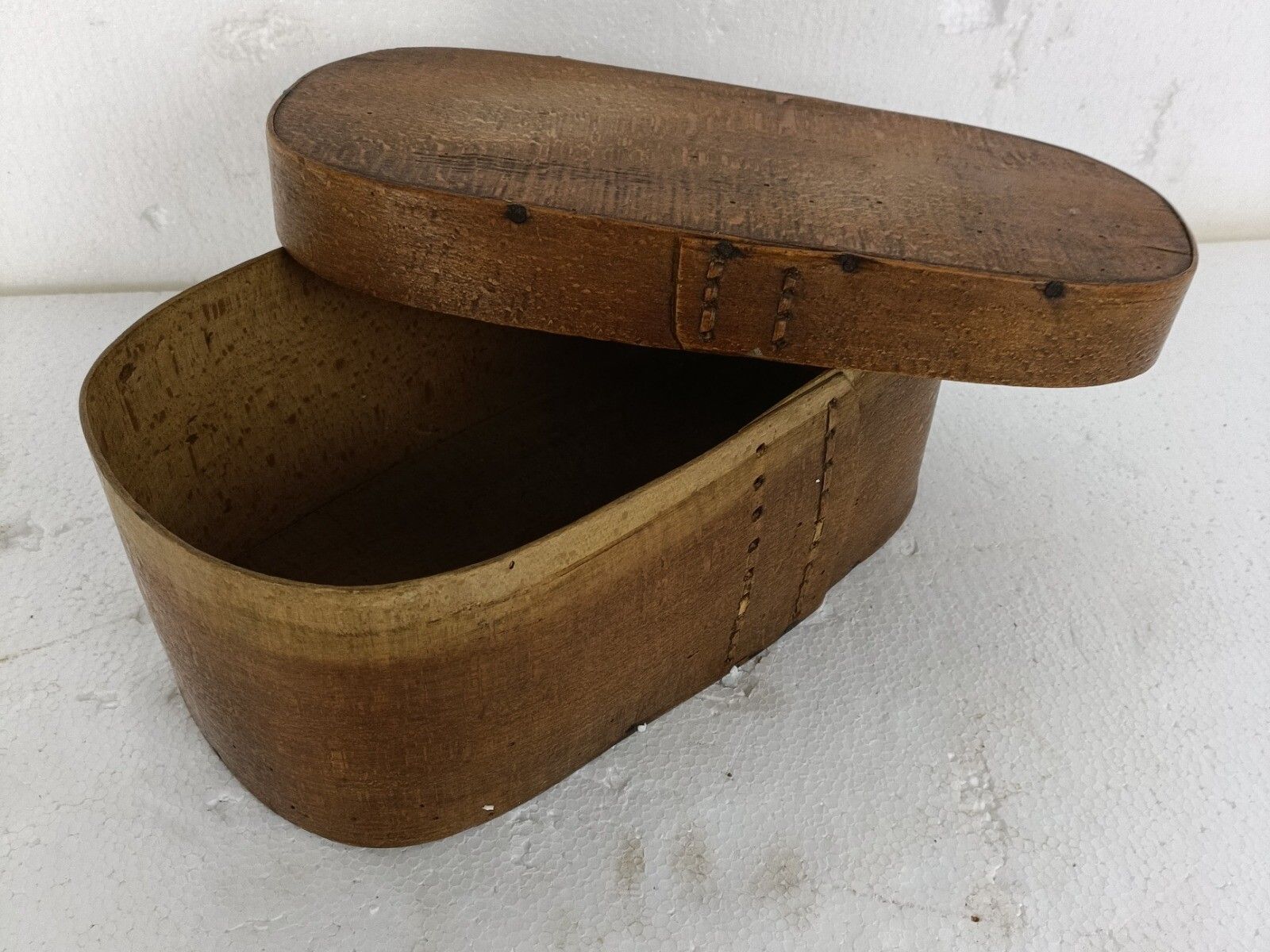 photo for sale Antique Oval Wooden Cheese Box Bent Wood Primitive Htf Art Nouveau