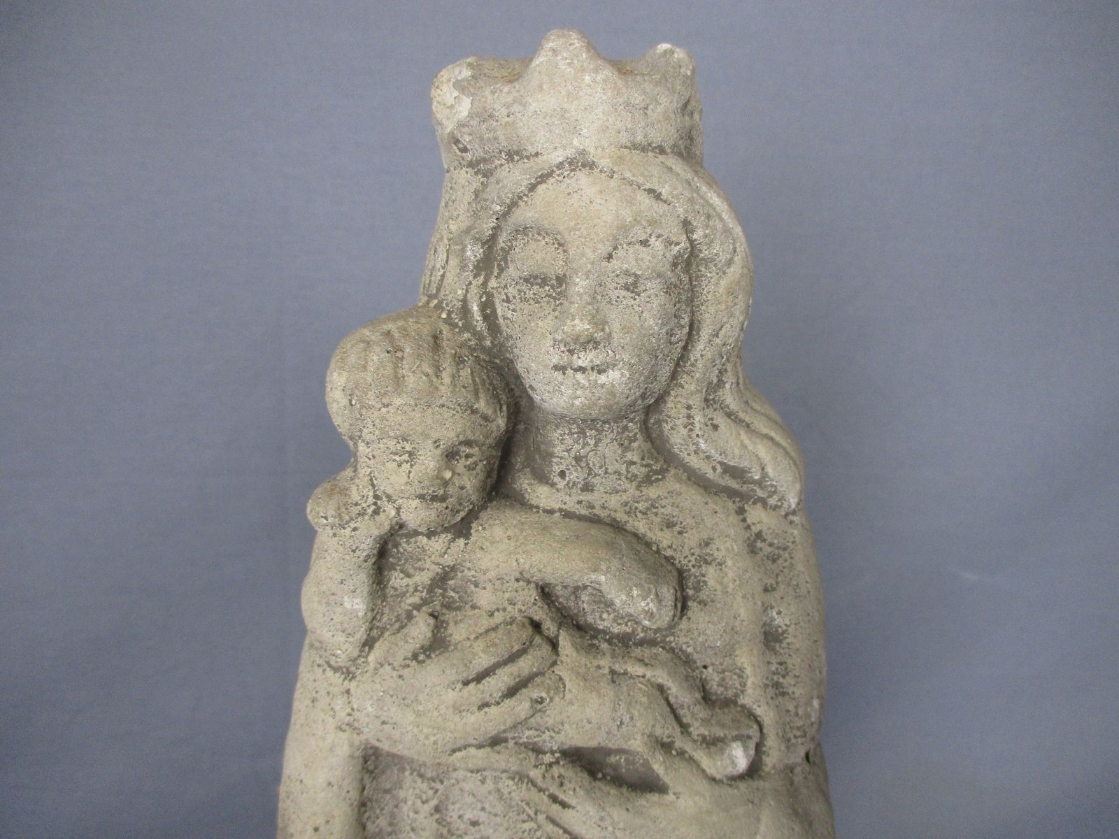 Outdoor Protection Carved Stone French Virgin Mary Infant Jesus Htf Tenderness 1 photo furniture