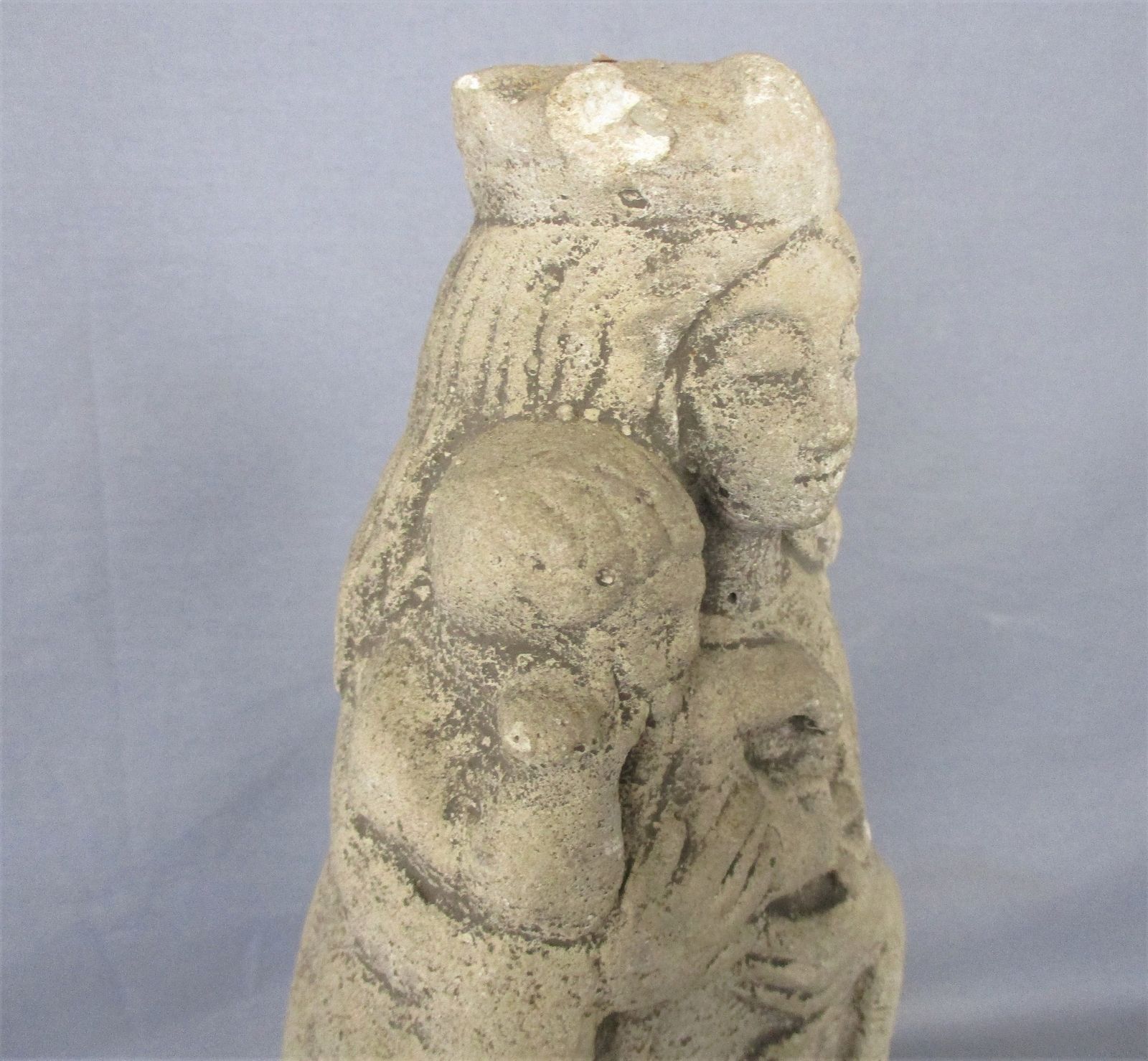 Outdoor Protection Carved Stone French Virgin Mary Infant Jesus Htf Tenderness 1 photo Art