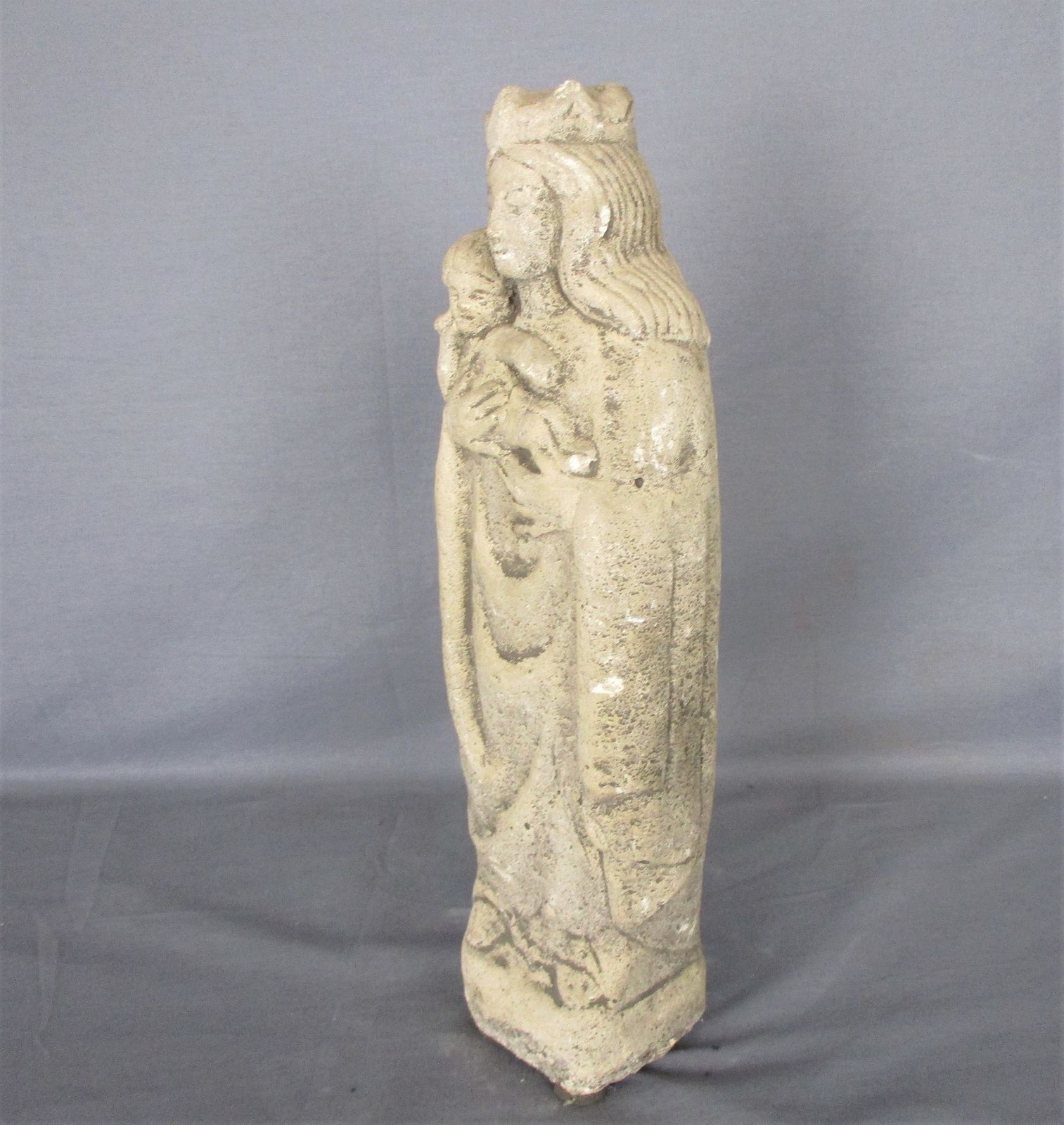 Outdoor Protection Carved Stone French Virgin Mary Infant Jesus Htf Tenderness 1 photo vinterior