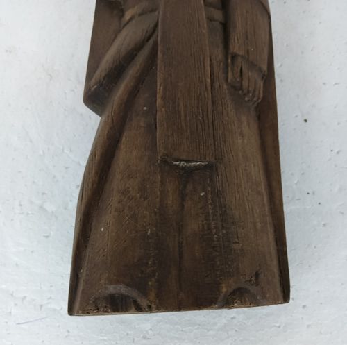 Hand Carved Wooden Folk Art Monk Priest Gothic Vintage Signed photo for sale