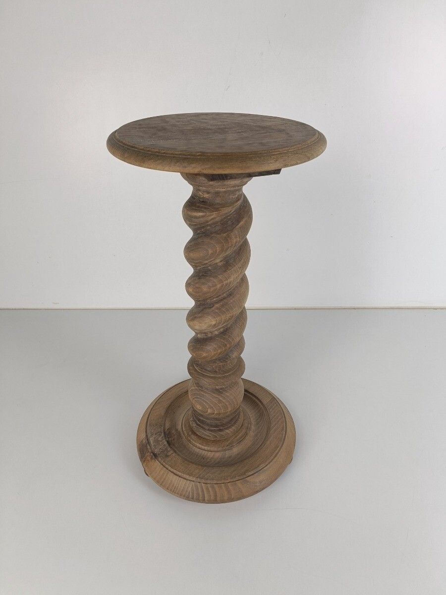 Barley Twist Pedestal Side Table Plant Stand Hand Carved Wood Vintage Barn Style photo furniture