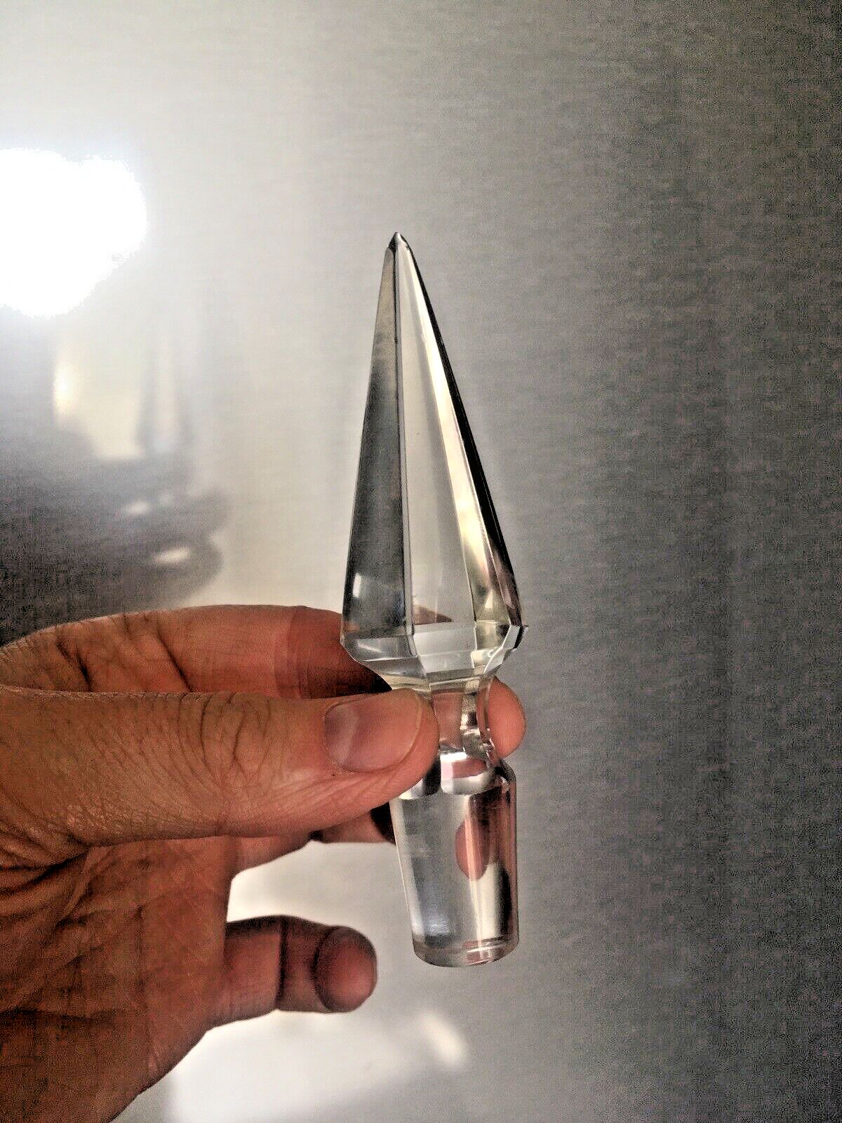 photo buy Stunning Antique Bohemian Crystal Green Cut To Clear Glass Decnater   St Louis ?