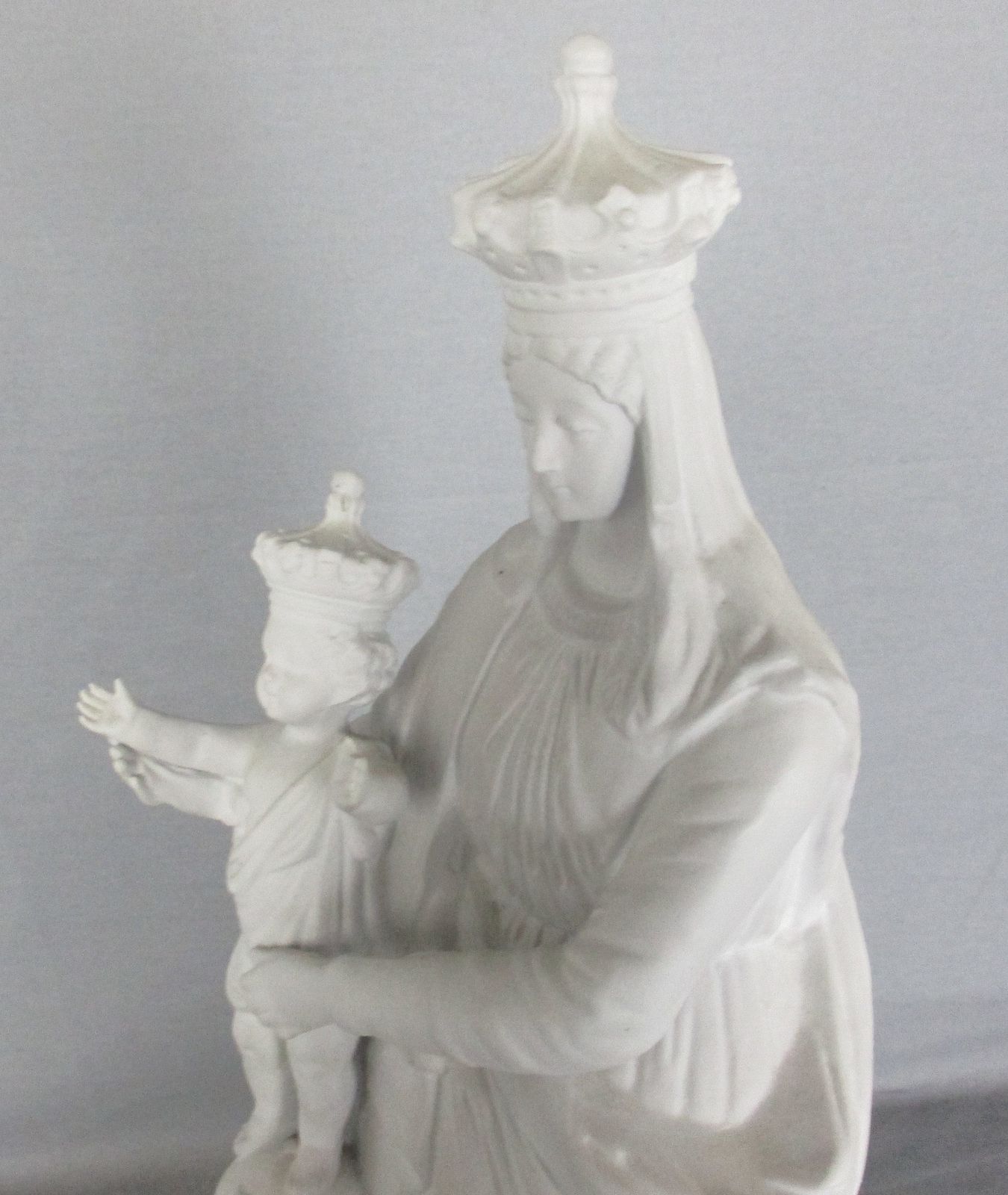 French Antique 1900 Bisque Statue Virgin Mary Our Lady Victoire Madonna Infant J photo vinterior