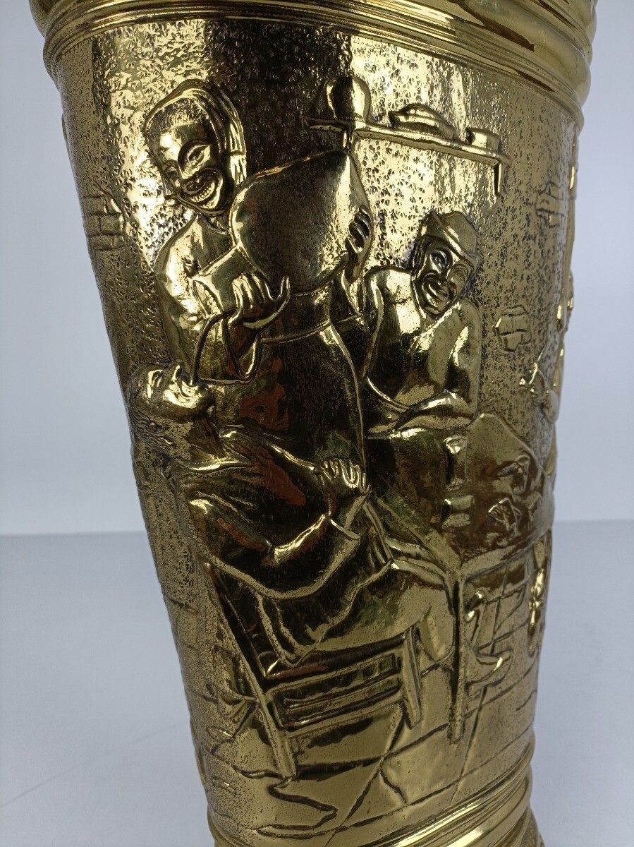 Umbrella Kane Stand Hammered Brass 40s Mid Century Modern Embossed photo buy