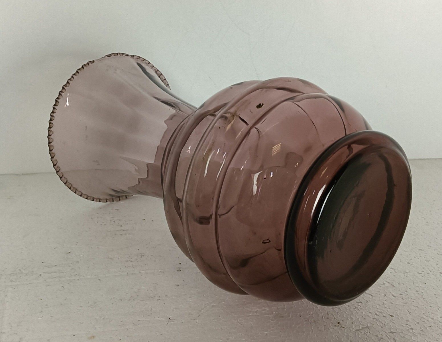 Art Deco Doyen Purple Amethyst Hooped Vase Lovely Large Art Glass Antique Belgiu photo 121.0
