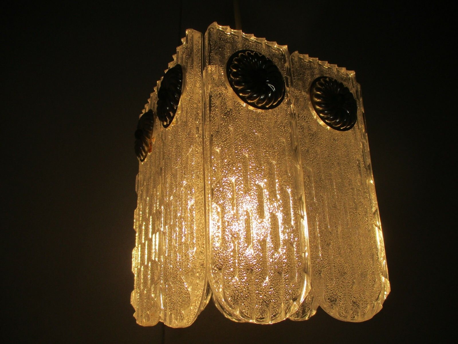 photo for sale Chandelier Pendant 1 Light Frosted Ice Hard Plastic Germany German Vintage