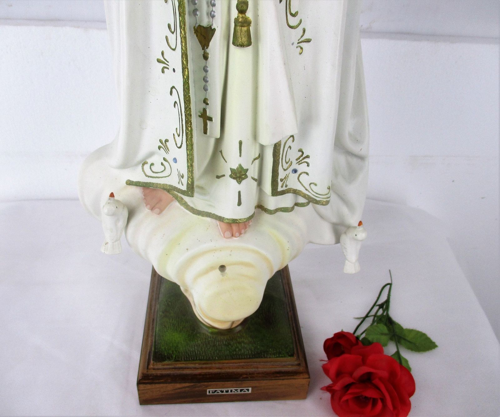 Large Statue Our Lady Fatima Portugal Resin Glass Eyes Lovely 29.92" photo Art