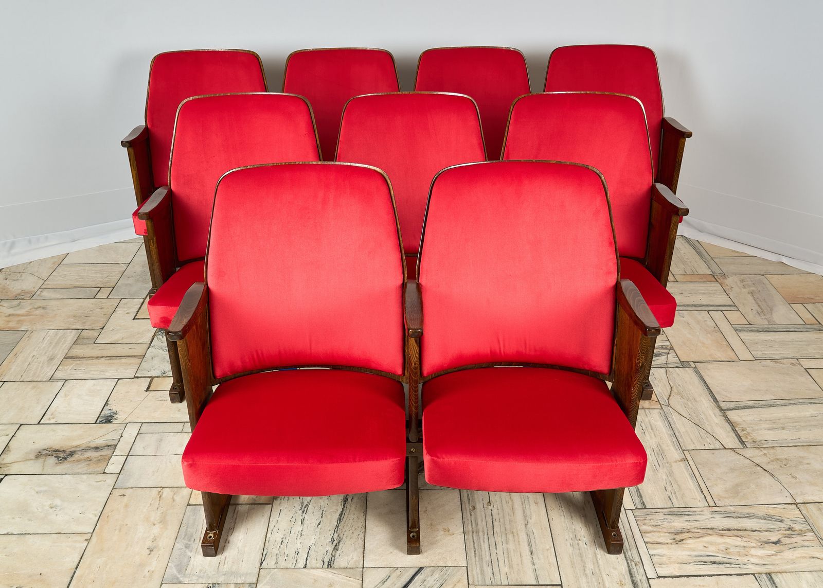 Cinema Armchairs 4 Seater Folding Chairs Czechoslovakia 1970s photo furniture