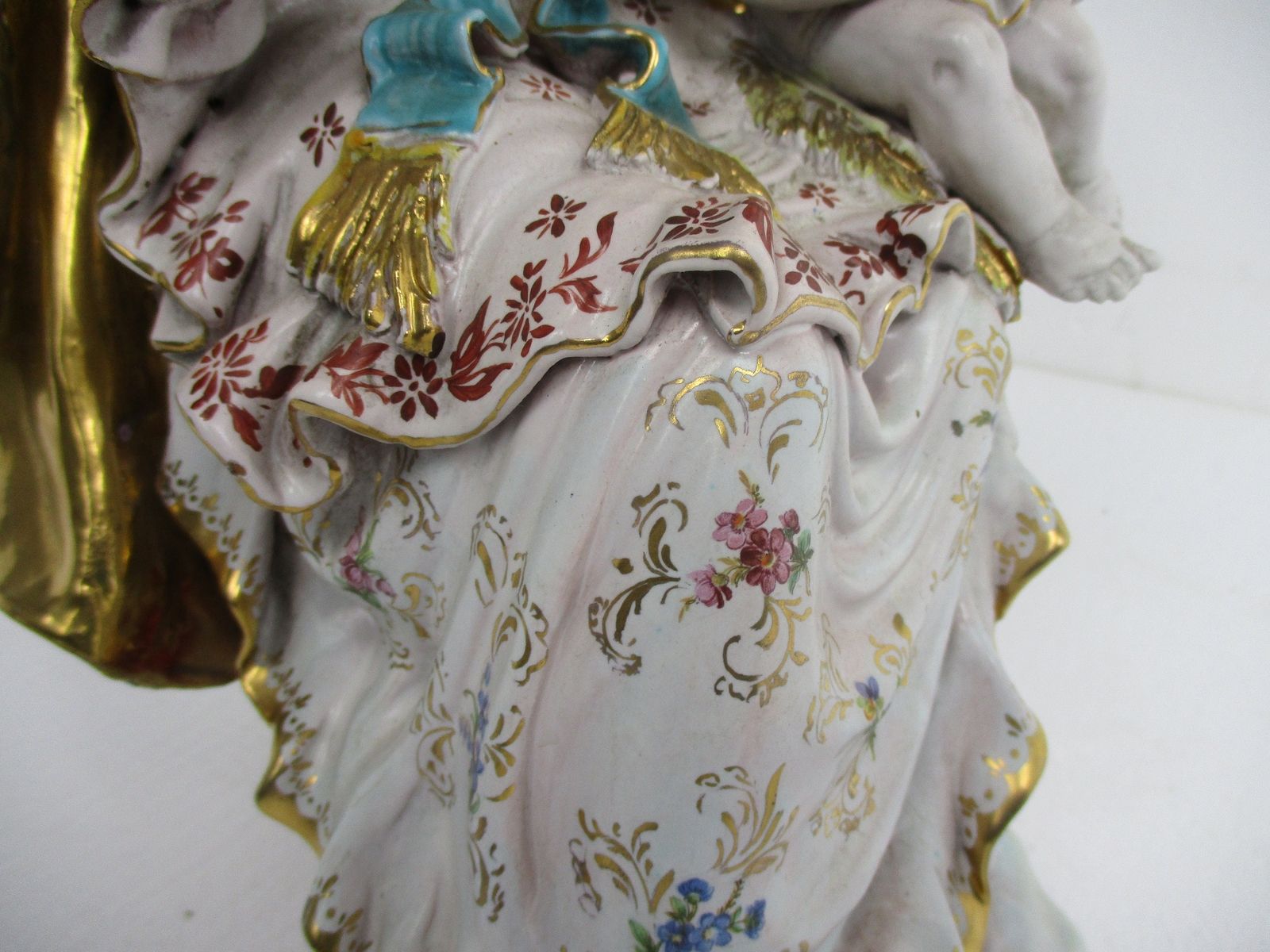 Statue Sitting Virgin Mary Madonna Infant Jesus Christ Pattarino House Signed S. photo furniture