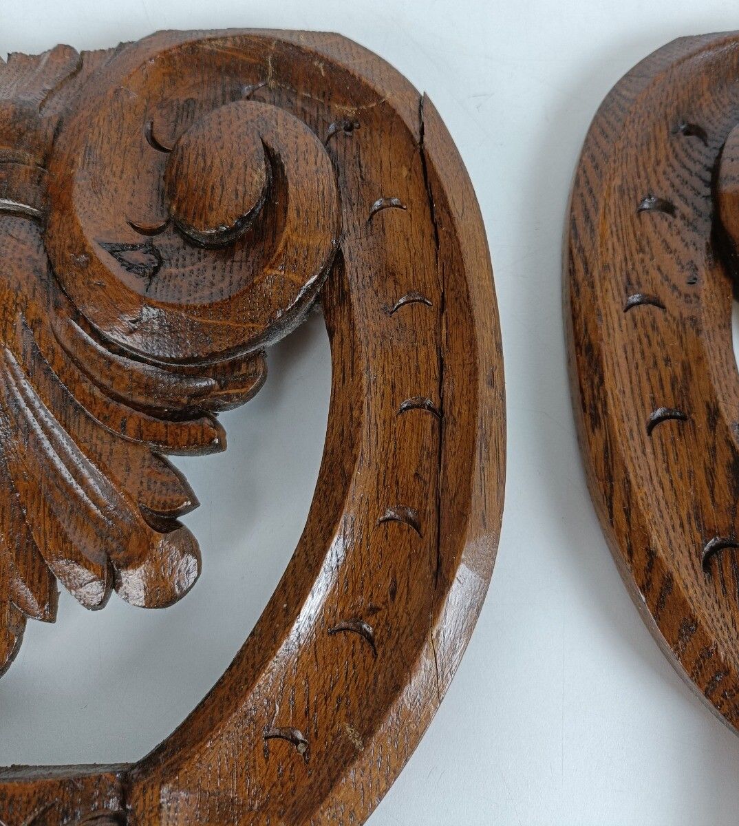 photo furniture Two Hand Carved Wooden Trims Panels Pediments Corbels Antique Flowers Gorgeous O