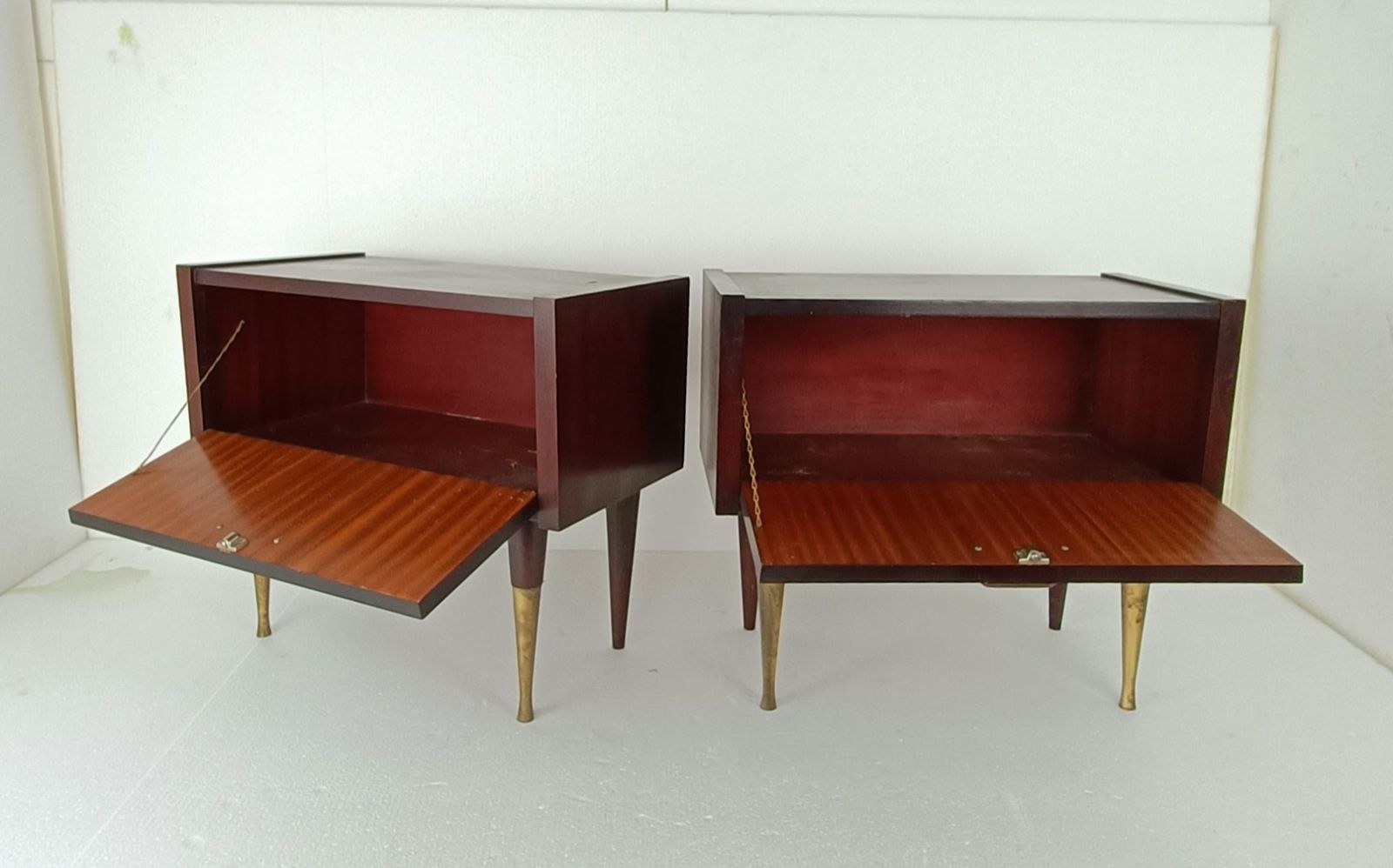 Pair Couple Vintage Nightstands End Tables Mid Century Modern Wood Retro Wow Lac photo furniture