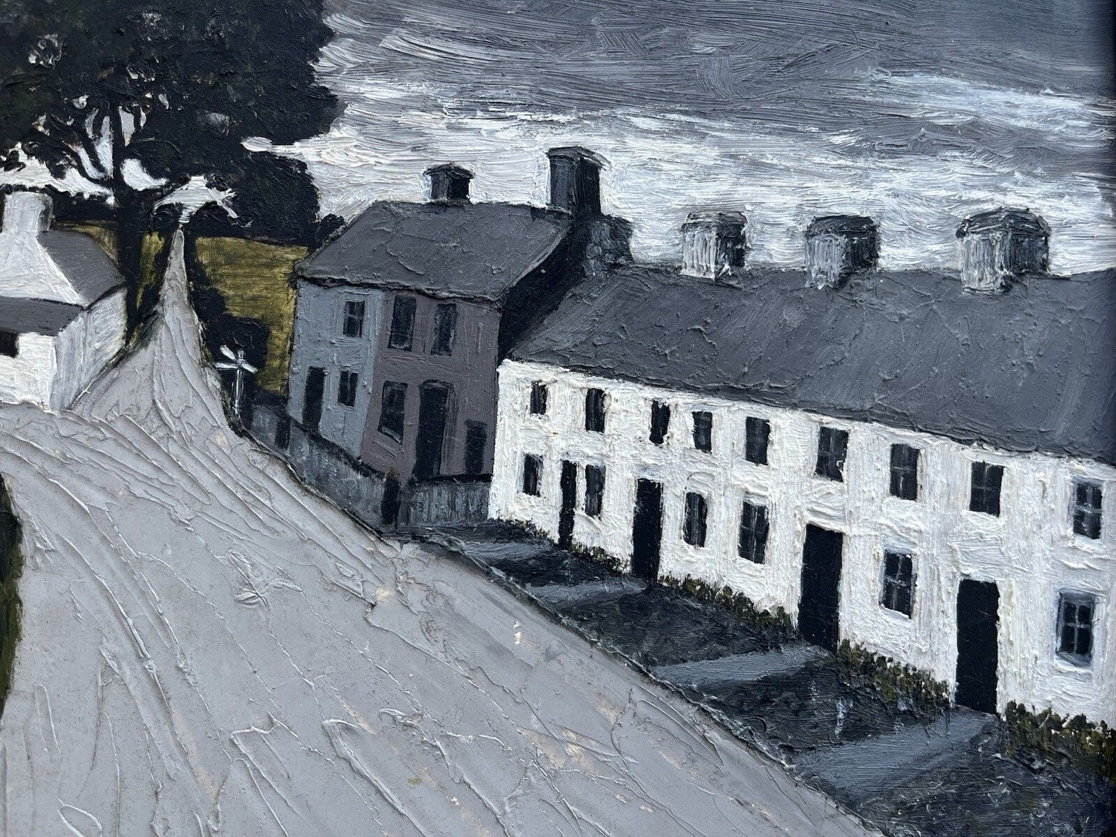 photo furniture Original Vintage Framed Oil On Board Painting Naive Welsh Village Signed Guto