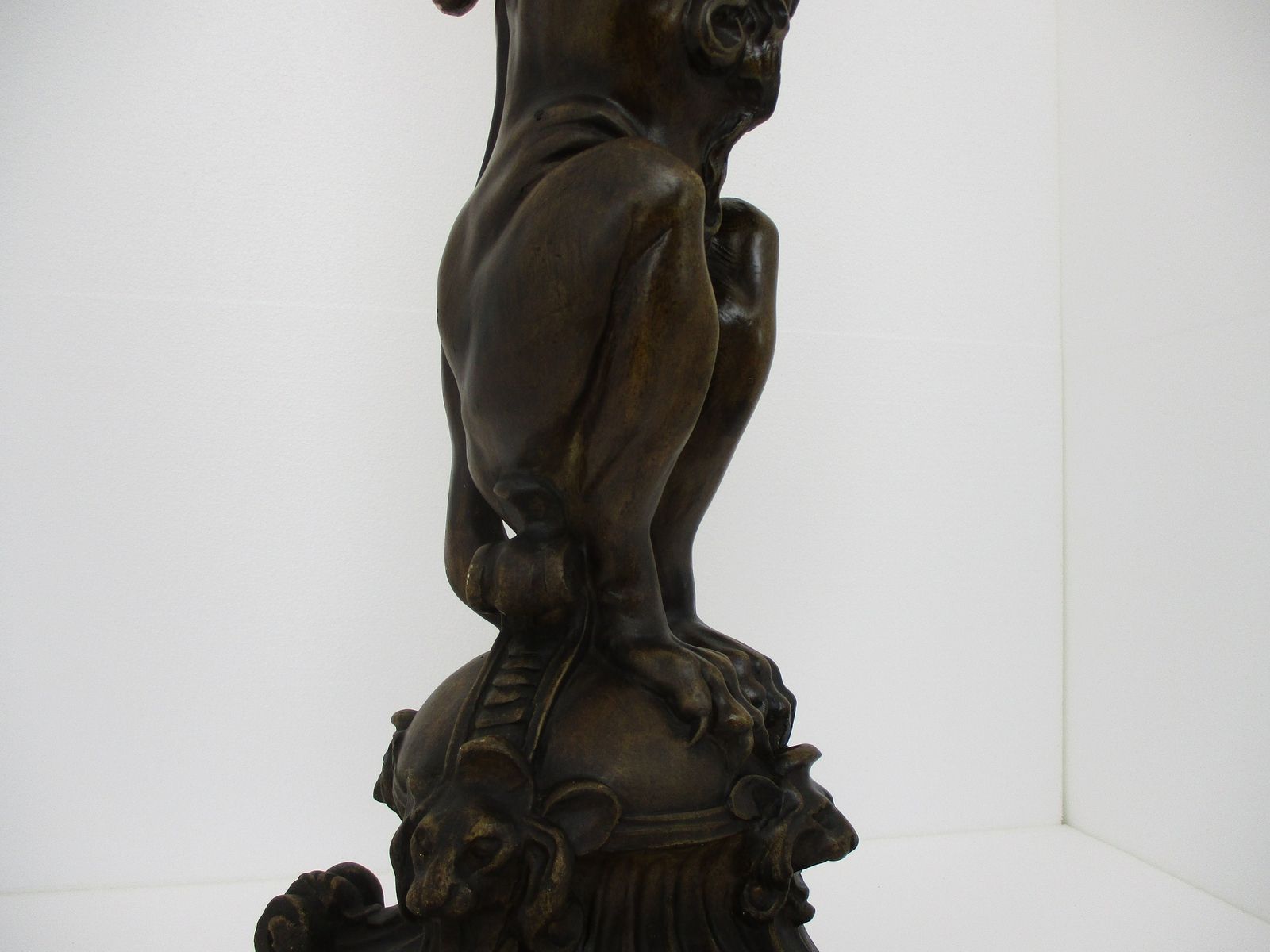 Gothic Large Exceptional Antique Plaster Doré Base Pedestal For Statue  Lion He photo 1173.0