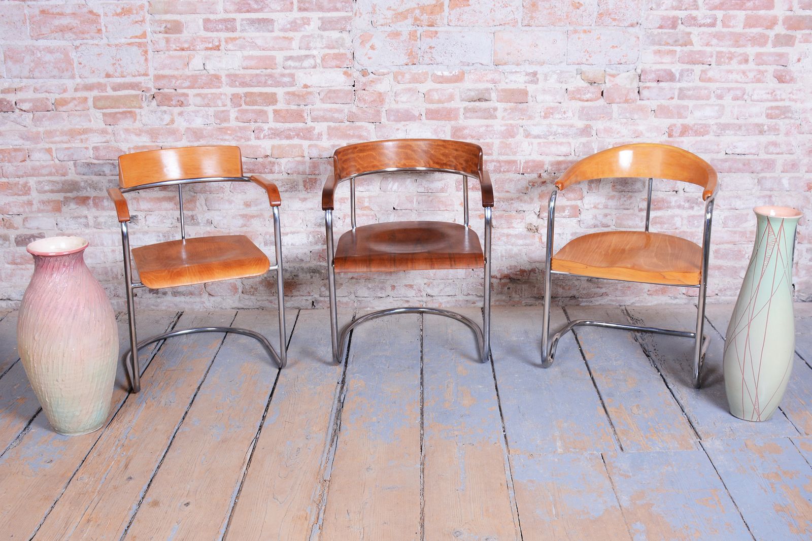 Restored Bauhaus Armchair, By Vichr A Spol., Chrome, Steel, Beech, Czech, 1930s photo for sale