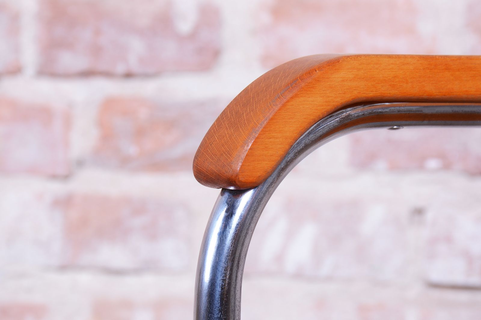 Furniture Restored Bauhaus Armchair, By Vichr A Spol., Chrome, Steel, Beech, Czech, 1930s photo