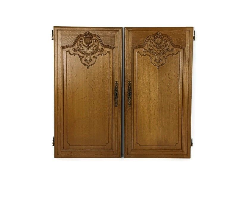 Antique Door Panels Couple Louis XV Style Hand Carved Architectural Salvaged Rec